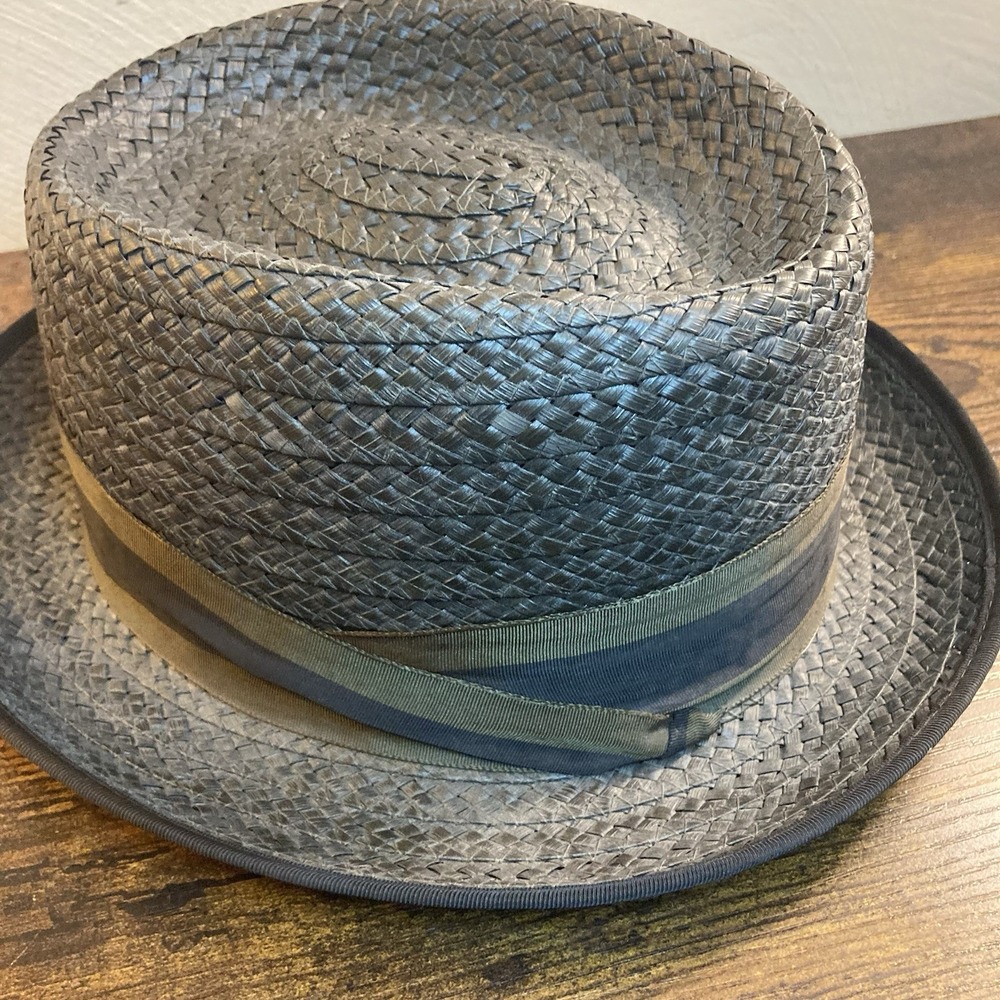 Vtg Stetson Brown Braided Straw‎ Fedora Trilby Mens Hat Size 7 Woven